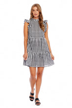 Load image into Gallery viewer, Black Gingham Dewberry Bow Tie Dress
